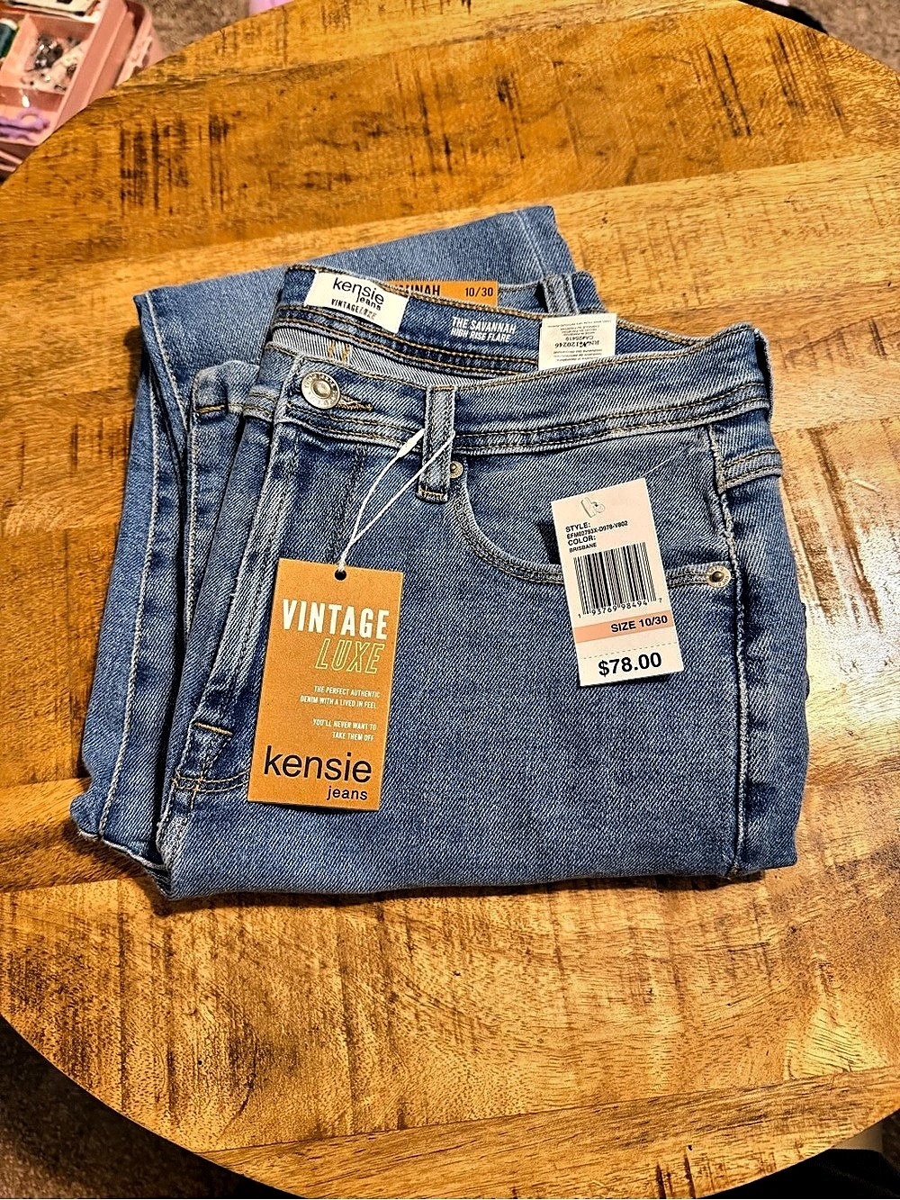 Kensie The Savannah High Rise Flare Jeans Blue Waist 10/30